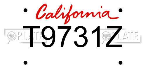 T9731Z California License Plate