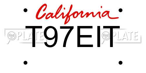 T97EIT California License Plate