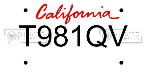 T981QV California License Plate