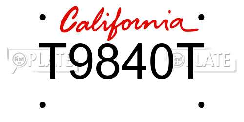 T9840T California License Plate