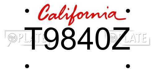 T9840Z California License Plate