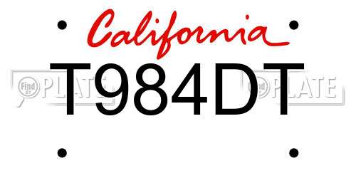 T984DT California License Plate