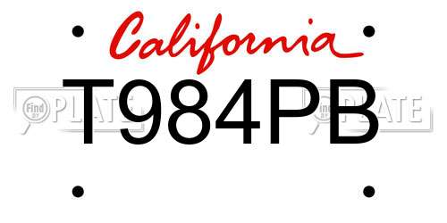 T984PB California License Plate
