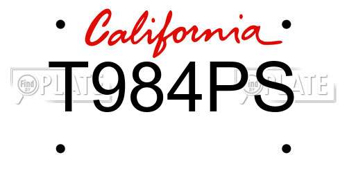 T984PS California License Plate