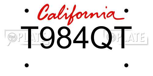 T984QT California License Plate