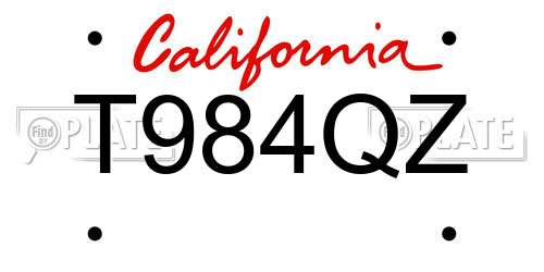 T984QZ California License Plate