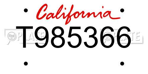 T985366 California License Plate