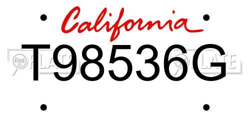 T98536G California License Plate