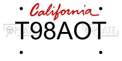 T98AOT California License Plate