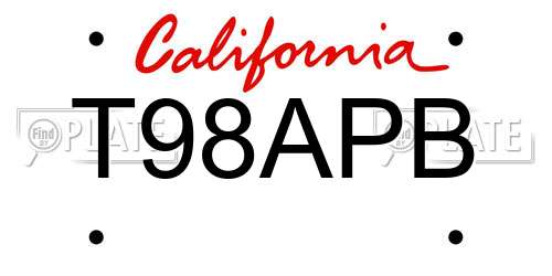 T98APB California License Plate