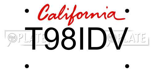 T98IDV California License Plate