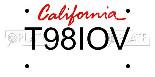 T98IOV California License Plate