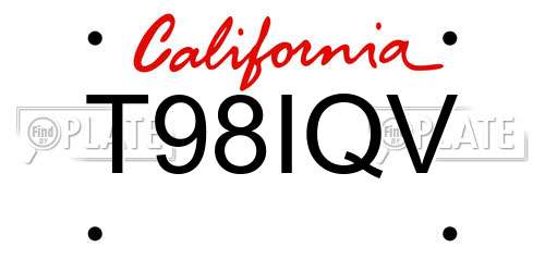 T98IQV California License Plate