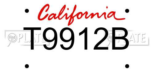 T9912B California License Plate