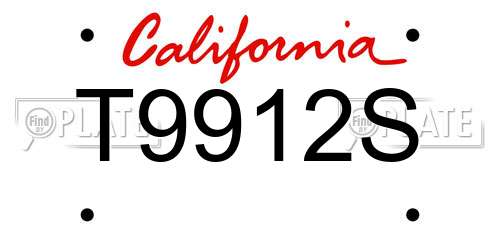 T9912S California License Plate