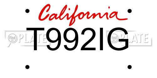 T992IG California License Plate