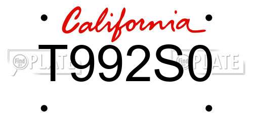 T992S0 California License Plate
