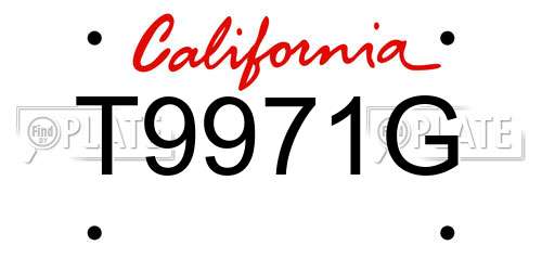 T9971G California License Plate