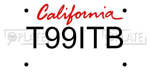 T99ITB California License Plate