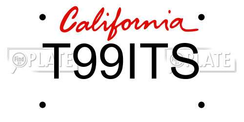 T99ITS California License Plate