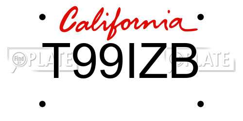 T99IZB California License Plate