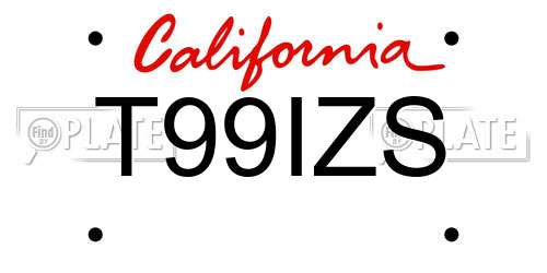 T99IZS California License Plate