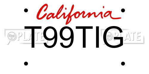 T99TIG California License Plate