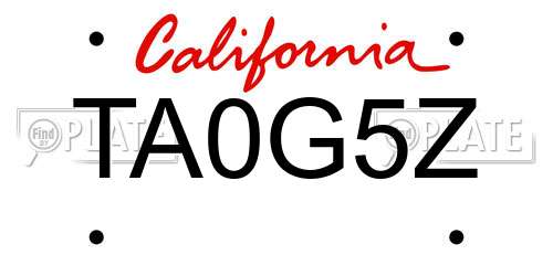 TA0G5Z California License Plate