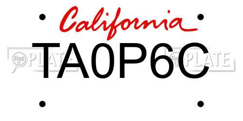 TA0P6C California License Plate