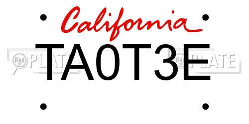 TA0T3E California License Plate