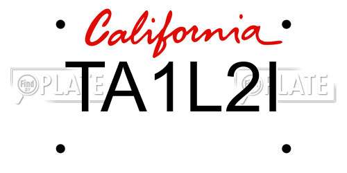 TA1L2I California License Plate
