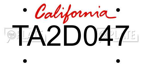 TA2D047 California License Plate