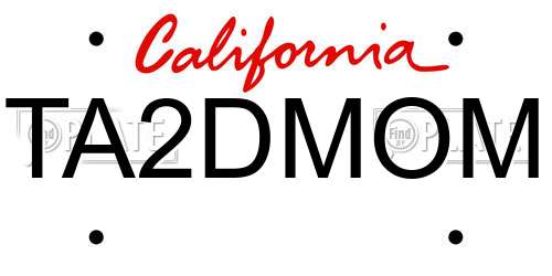 TA2DMOM California License Plate