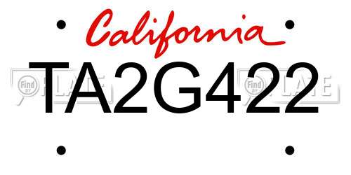 TA2G422 California License Plate