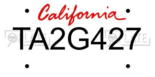 TA2G427 California License Plate