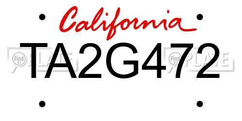 TA2G472 California License Plate