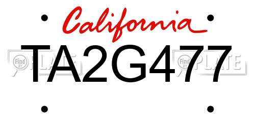TA2G477 California License Plate