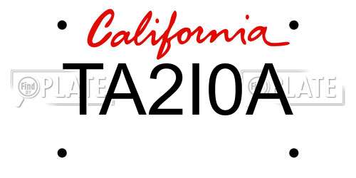 TA2I0A California License Plate