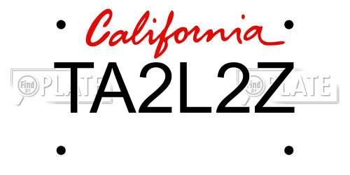 TA2L2Z California License Plate