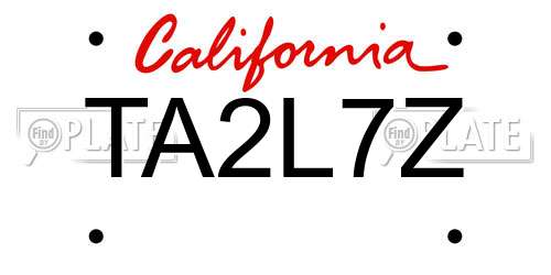 TA2L7Z California License Plate