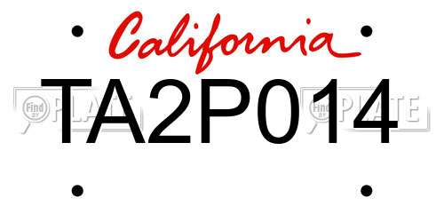 TA2P014 California License Plate