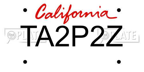 TA2P2Z California License Plate