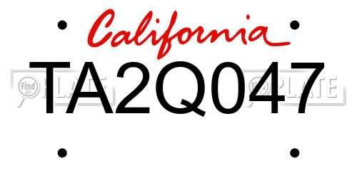 TA2Q047 California License Plate