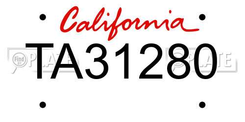 TA31280 California License Plate