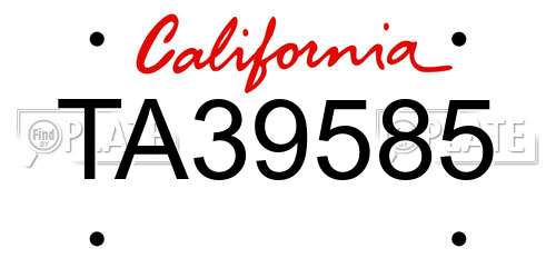 TA39585 California License Plate