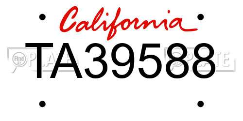 TA39588 California License Plate