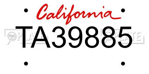 TA39885 California License Plate