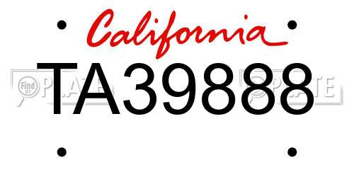 TA39888 California License Plate