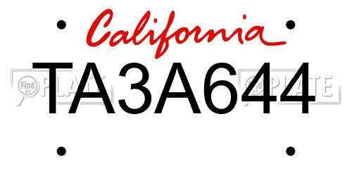 TA3A644 California License Plate