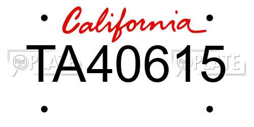 TA40615 California License Plate